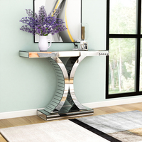 Table console en verre miroir de 43.3 ''Table de canapé d'entrée