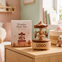 Boîte à musique en bois Pégase Carrousel, cheval rotatif à remonter, cadeau décoratif