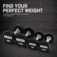 Rouser Fitness Dumbbell Urethane 12-Sisi Terlaris, Set Dumbbell Berat Tetap untuk Pusat Kebugaran Komersial