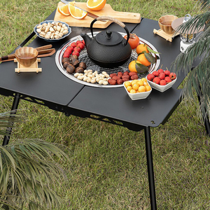 Mesa de Camping Plegable de Altura Ajustable, Extensible, Portátil, de Aluminio, para Cocina al Aire Libre, con Parrilla para Barbacoa - Product Image 4