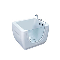 Baignoire bébé pliable moderne, écologique, durable, portable, carrée/en forme de bateau, en acrylique rose, autoportante, avec fonction bain à remous
