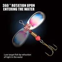 Leurre Spinner 60mm 3.3g Appât de pêche en métal Spinner rotatif Cuillère Spinnerbait artificiel Appât dur pour la basse, le brochet, la truite