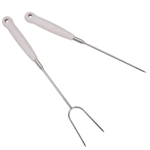 Fourchette de Barbecue télescopique d'extérieur bâton de Barbecue en acier inoxydable outils de Barbecue accessoires de Barbecue avec poignée en <span class=keywords><strong>paille</strong></span> - Product Image 5