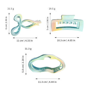 ที่หนีบผมทรงสี่เหลี่ยมมุมฉากแบบเกาหลีสำหรับผู้หญิงที่หนีบผมหางปลาฉลามทำจากเรซินสีรุ้งทำจากพลาสติก - Product Image 4