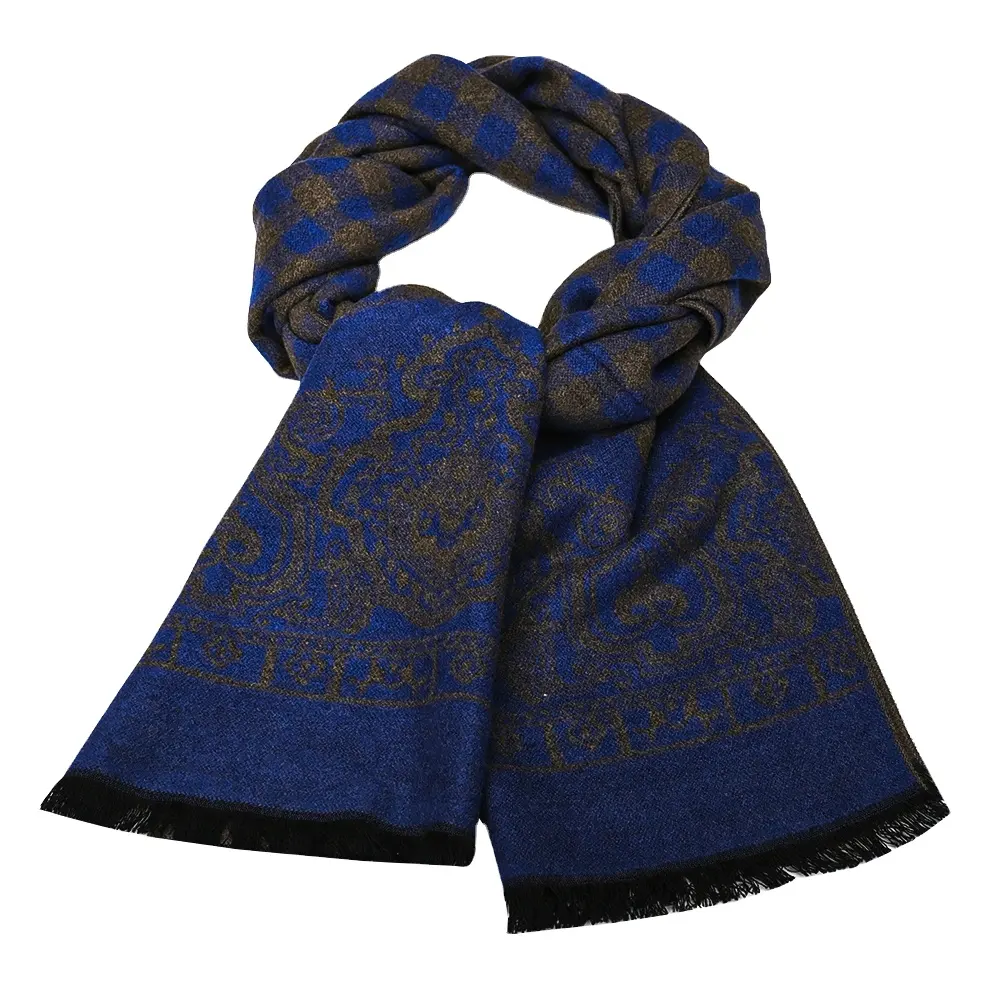 Yili Custom Men Elegant Luxury Winter Printing Handmade Warm Tassel Shawl Scarves Pashmina 100% Viscose Free Sample Adult CN;ZHE