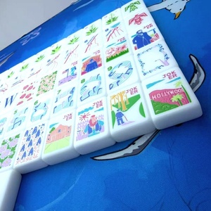 Luxury Portable Eco-Friendly American White Acrylic 160 Pieces Landmark American <b>Mahjong</b> <b>Set</b> Casino Gambling Gift - Product Image 6