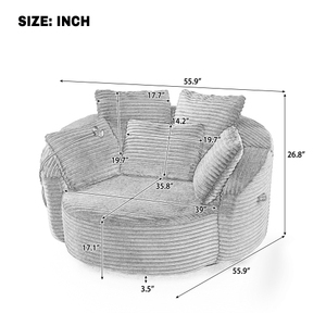Sillón Moderno y Ecológico de Corduroy Resistente con Soporte Giratorio para Teléfono de 360° y 5 Almohadas - Ideal para Dormitorio de Hotel o Sala de Estar - Product Image 2