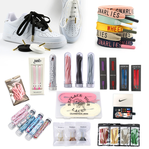 Tali sepatu kustom katun poliester, Sneaker datar tali sepatu cetak dengan ujung logam - Product Image 6