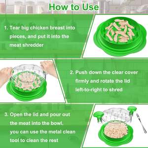 Herramienta Manual Redonda Transparente Grande para Desmenuzar Pollo, Modelo Upgrade Pro, con Asas, para Deshebrar Pechuga de Pollo - Product Image 5