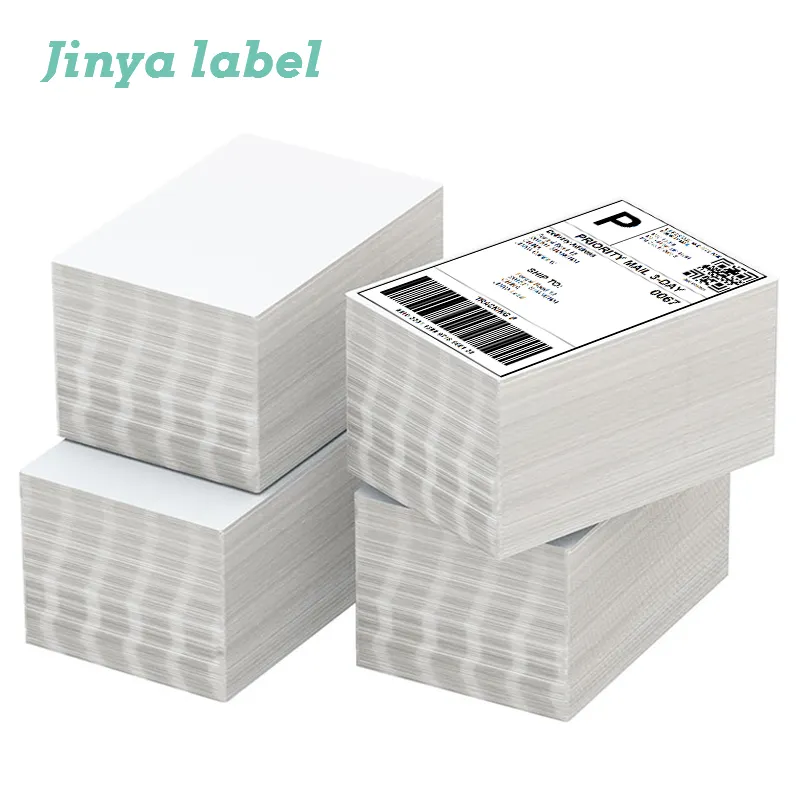 Direct Wholesale A6 Size  100x150 4x6  Thermal Waterproof Paper Label Fanfold Waybill Sticker for Shipping Adhesive Type