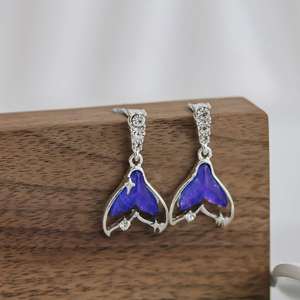 Trendy Ocean Style Zircon Imitation Pearl <b>Blue</b> Shell Starfish <b>Earrings</b> <b>Stud</b> for Women Fishtail <b>Earring</b> Ear Ring Jewelry Gift - Product Image 2