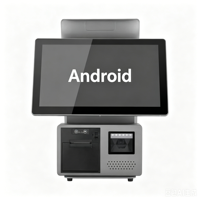 Système POS LICON tout-en-un double écran tactile T15.6 Android RK3568 avec scanner 1D/2D et imprimante thermique 58 mm pour supermarché