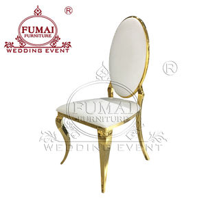 Diseño moderno Respaldo alto Marco de acero inoxidable dorado Restaurante Silla de comedor Novia y novio - Product Image 4