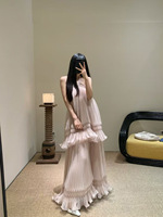 Robe longue plissée à bretelles style français pour femme Bettergirl 2026, nouvelle collection, idéale pour les vacances à la plage