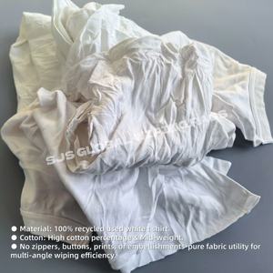 Chiffons de nettoyage 100 % coton, chiffons blancs en tissu de t-shirt, chiffons 100 % coton, chiffons exotiques, chiffons en coton tricoté blancs - Product Image 4