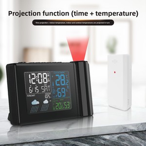 Wireless RF Sensing <strong>Projection</strong> Alarm Clock Weather Forecast Thermometer Hygrometer Plastic Material for Sale - Product Image 3