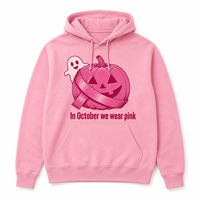 En gros Sweat à capuche pour femme, rose, motif fantôme citrouille, sensibilisation au cancer du sein, style Y2K, coupe oversize, pull d'automne épais
