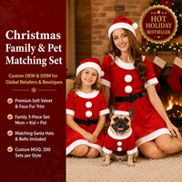Vêtements de Noël personnalisés en velours pour chiens et chats, tenues assorties pour propriétaires et animaux de compagnie, vêtements de famille pour les fêtes, vente en gros