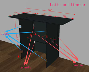 Mesa de DJ Portátil con Ruedas y Asa, Cabina de DJ Portátil con Estuche de Transporte, Marco de Aluminio Negro y Madera Contrachapada para Ferias Comerciales - Product Image 2