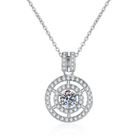 Haut de gamme S925 argent Sterling Double anneau VVSD couleur 0.5CT Moissanite rond pendentif collier pour les femmes