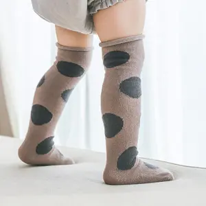 Новинка, черные носки в горошек для малышей, до колена, для мальчиков, детские носки-трубы