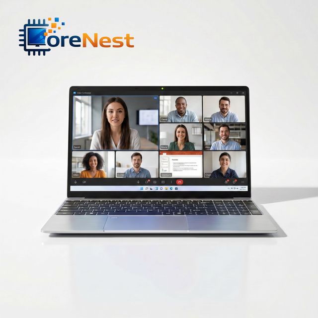 CoreNest 15.6 Inch Ultra Slim Business Laptop Intel Celeron N150 DDR4 Fingerprint 8000mAh Large Battery Office Laptop Computer