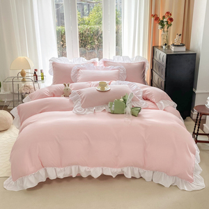 Juego de Ropa de Cama de 4 Piezas, Estilo Coreano, 100% Poliéster Tejido, Venta Directa de Fábrica - Product Image 1
