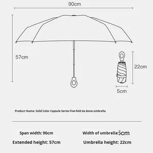 Paraguas Plegable Moderno de Tubo de Hierro Mini, con Protección Solar, Compacto y Portátil, con Mango de Anillo, Venta al por Mayor, para Sol y Lluvia - Product Image 4
