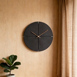 Black Wooden <b>Wall</b> <b>Clock</b> <b>Silent</b> Quartz Round Needle Display Decorative Timepiece for Living Room Office - Product Image 6