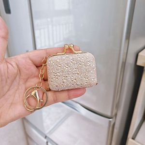 Wholesale Glitter Kiss Lock Mini Coin Keychain Bling Rhinestone Small Clasp <b>Wallet</b> Key Ring Earbud Storage Bag Charm - Product Image 5