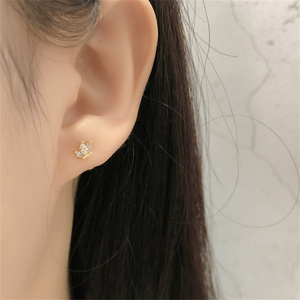 Anting-anting FUAMAY Wanita Berlapis Emas Perak 925 dengan Penutup Sekrup, Model Mahkota Ratu Putri, Bertabur Zirkon - Product Image 2