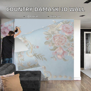 Papier peint damassé moderne auto-adhésif 3D gaufré non tissé floral insonorisant pour hall, cuisine, chambre avec garantie de 5 ans - Product Image 2