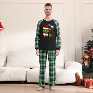 Ensemble Pyjama Loungewear en Coton à Manches Longues à Carreaux Verts pour Femme, Tenue de Maison Assortie pour la Famille, Noël, Printemps Été Automne - Product Image 4