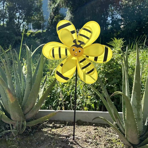 Kunden spezifische Großhandel neue Doppels chicht Cartoon Biene und Marienkäfer bunte Spielzeug Windmühle - Product Image 2