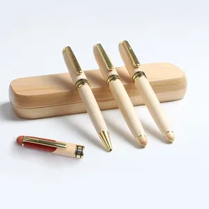 Khuyến mại biểu tượng tùy chỉnh Maple gỗ khắc laser bút bi cho quà tặng hộp gỗ