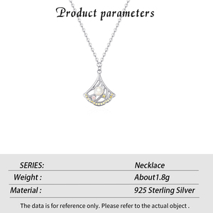 Elegant S925 <b>Silver</b> Ginkgo Leaf Pearl Necklace <b>Fan</b> Shaped Pendant Jewelry for Women Wedding Anniversary Gift - Product Image 6