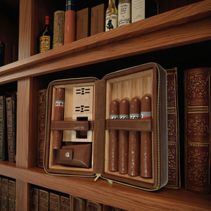 Boîte de rangement élégante et classique en <span class=keywords><strong>cuir</strong></span> pour cigares, avec design écologique anti-humidité et fermeture éclair fluide, idéale pour les collectionneurs de cigares, cadeau de fêtes - Product Image 4