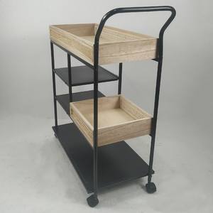 Rak Penyimpanan Logam Trolley dengan Katrol, Keranjang Rotan Alami Kantor, Rak Penyortiran Dokumen - Product Image 3