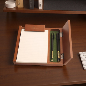 Wooden <b>Memo</b> Holder Vertical Note <b>Pad</b> Desk Organizer Office Stationery Card Stand Red MDF Engraved Design - Product Image 3