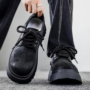Retro Style Men's Genuine Leather Comfort Walking <b>Shoes</b> Thick Soled Toe Derby Waterproof Anti-Slippery <b>Height</b> <b>Increasing</b> Formal - Product Image 5
