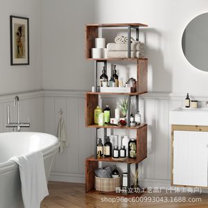 Estante de Almacenamiento de Madera y Hierro de Múltiples Niveles, Organizador de Esquina, Estante de Exhibición Independiente para Sala de Estar, Tamaño Personalizado, Rectangular y Duradero - Product Image 5