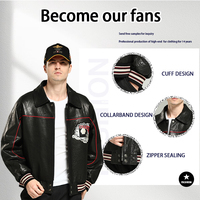 Blouson aviateur brodé personnalisable Avirex pour homme Veste en cuir Hip Hop Veste en cuir noir en cuir de vachette véritable