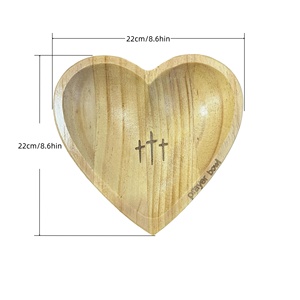 Wowei nouveau coeur en forme de croix en bois religieux prière pâte bol décor à la maison cadeaux chrétiens bougies pâques vaisselle promotionnelle - Product Image 1