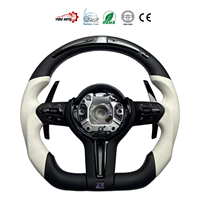 Volant de course personnalisé haute performance en cuir blanc pour affichage LED en fibre de carbone, 4 branches, pour F-Series M Sport F30