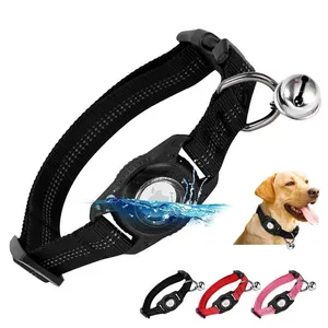 Heavy Duty Dog Collar Adjustable Nylon Holder Medium Large Dogs Pet Collar Case For Airtags