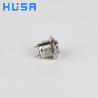 Mini Interruptores de Botón Pulsador Autoblocantes de 16 mm, IP65 Impermeables, 3A, 2 Pines, 1NO, Hechos de Metal, Sin Indicador LED, para Motocicleta