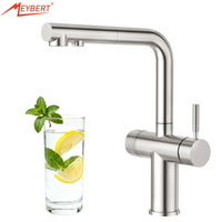 Robinet de cuisine 3 voies avec douchette extractible, filtre à eau intégré, purificateur d'eau potable pour évier de bar, monotrou, monocommande
