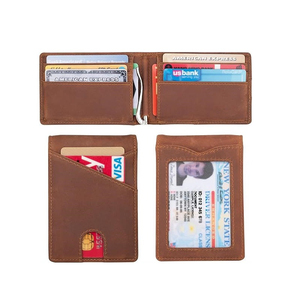 Para Klipsi ile İnce Cüzdan RFID Engelleyici Minimalist İki Katlı Erkek Cüzdanı Hakiki Deri Ön Cep Kartlık - Product Image 6
