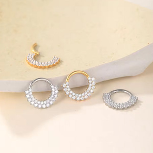 Anneaux de nez en titane G23 avec design couronne en zircon pour bijoux de piercing au nez ASTM F136 - Product Image 2