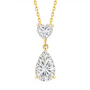 925 Sterling Silver Moissanite Mặt Dây Chuyền Hình Quả Lê Mặt Dây Chuyền Vòng Cổ Thấp Key Phong Cách Sang Trọng Thích Hợp Cho Đám Cưới Và Engagements - Product Image 1